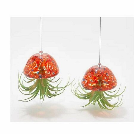 GREENGRASS Glass Jellyfish with Faux Plant Coral - Set of 2 GR2975877